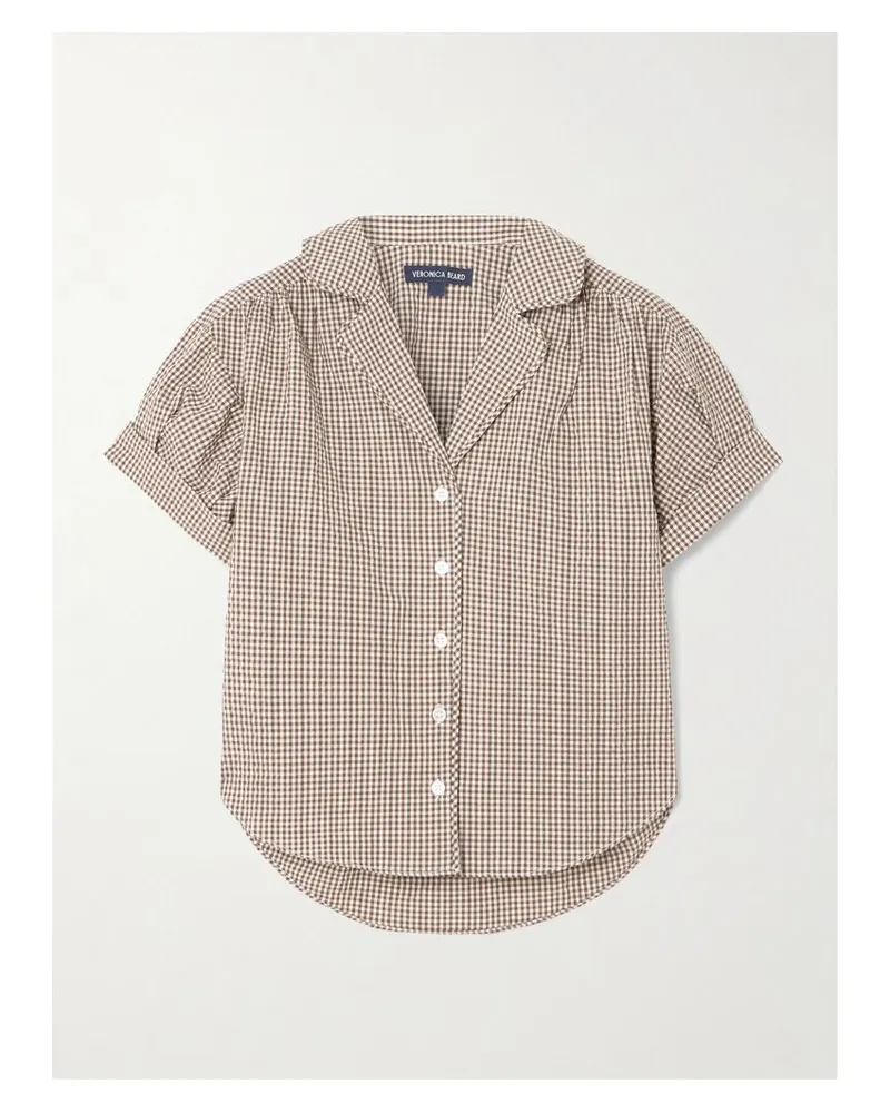 Veronica Beard Ilene Bluse Aus Einer Baumwollmischung Mit Gingham-karo - Braun Braun