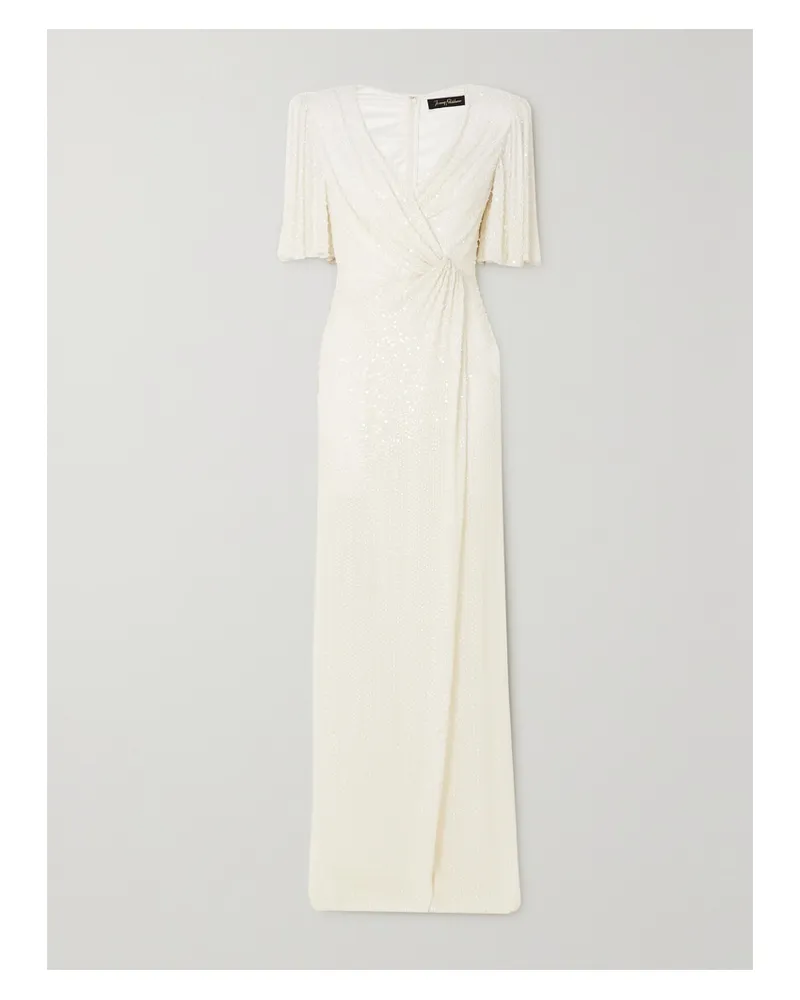 Jenny Packham Robe Aus Chiffon Mit Wickeleffekt Und Verzierungen - Weiß Weiß