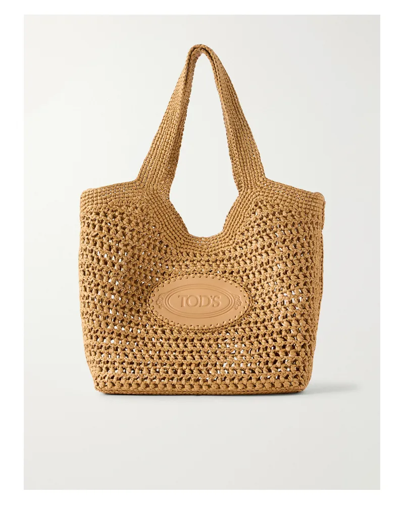 TOD'S Woven Straw Tote Bag - Brown Brown