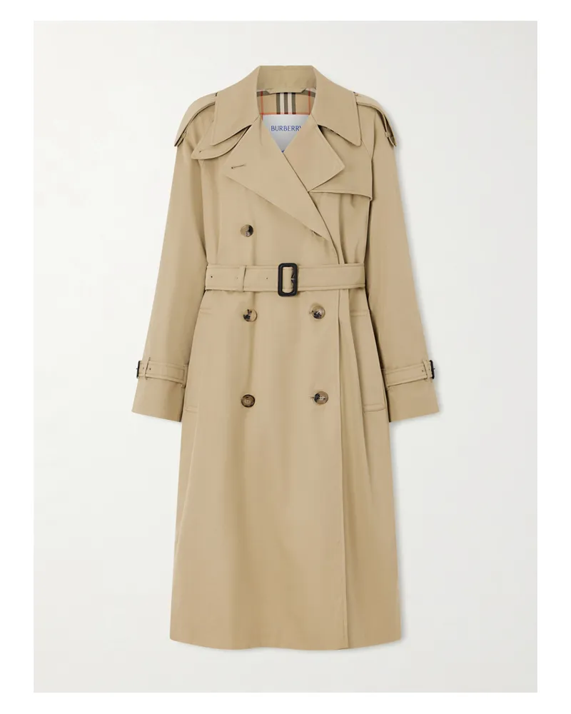 Burberry Castelford Double-breasted Belted Cotton-gabardine Trench Coat - Neutrals Neutrals