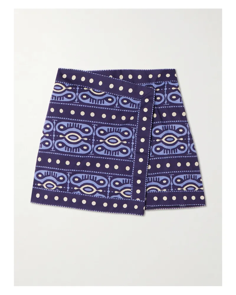 Johanna Ortiz Hunting Roots Mini-wickelrock Aus Bedruckter Baumwolle - Blau Blau