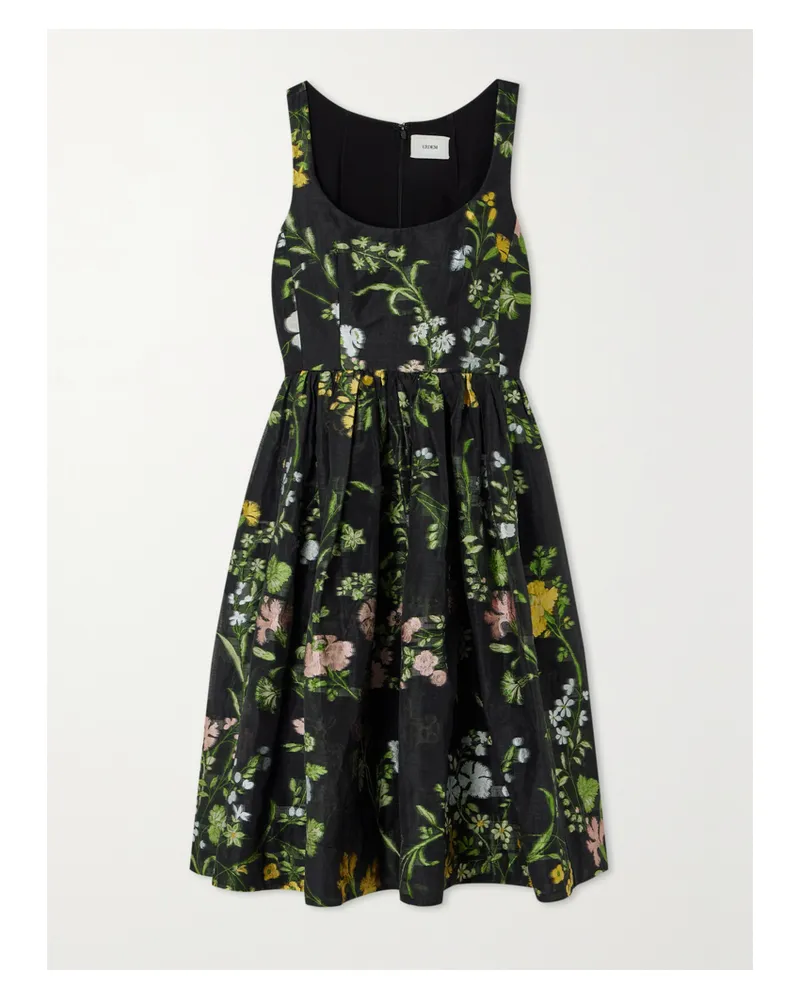 Erdem Midikleid Aus Organza Mit Stickereien In Metallic-optik - Schwarz Schwarz