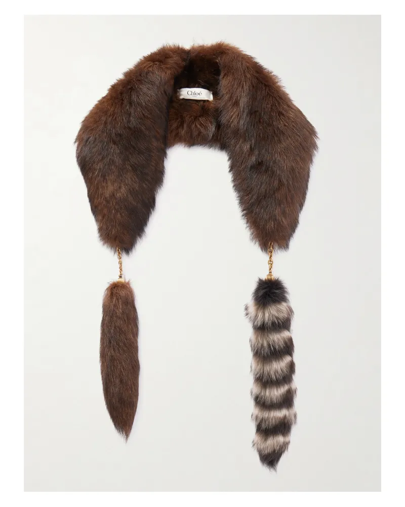 Chloé Schal Aus Shearling Mit Verzierungen - Braun Braun
