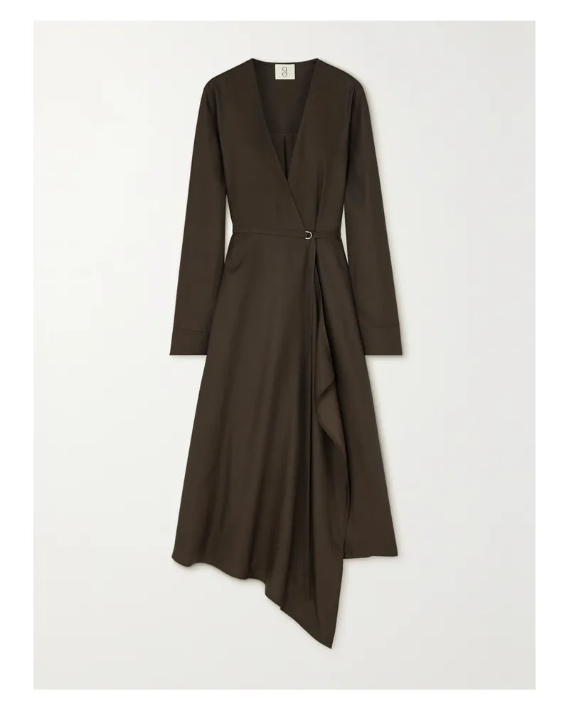 Ninety Percent Orion Asymmetrisches Midi-wickelkleid Aus Tencel™ Lyocell - Braun Braun
