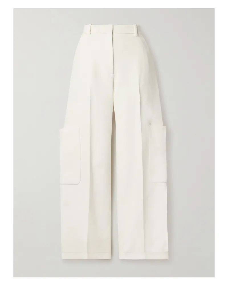 KHAITE Caiton Hose Mit Weitem Bein Aus Grain De Poudre - Weiß Weiß