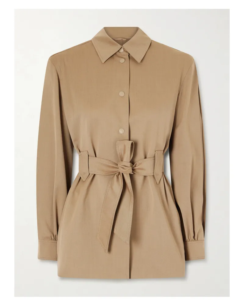 Max Mara Belted Wool-twill Jacket - Brown Brown