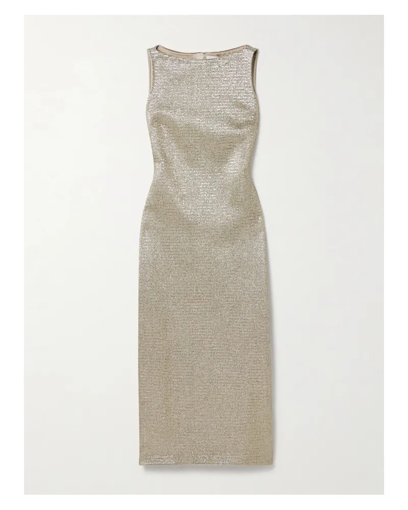 Adam Lippes Blaire Midikleid Aus Metallic-stretch-tweed - Gold Gold