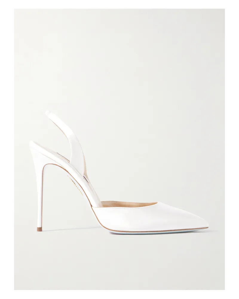 Aquazzura So Nude 105 Satin Slingback Pumps - White White
