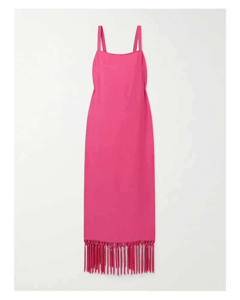 Taller Marmo Palermo Midikleid Aus Crêpe Mit Fransen - Pink Pink