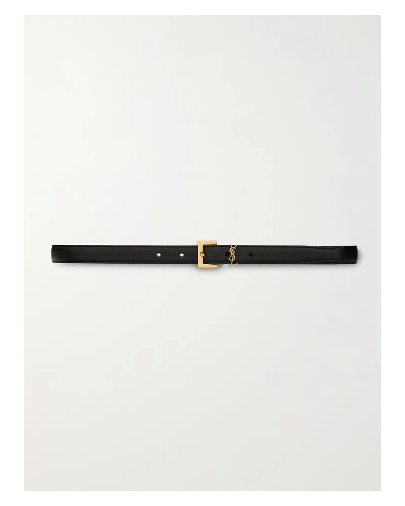 Saint Laurent Monogramme Gürtel Aus Strukturiertem Leder - Schwarz Schwarz
