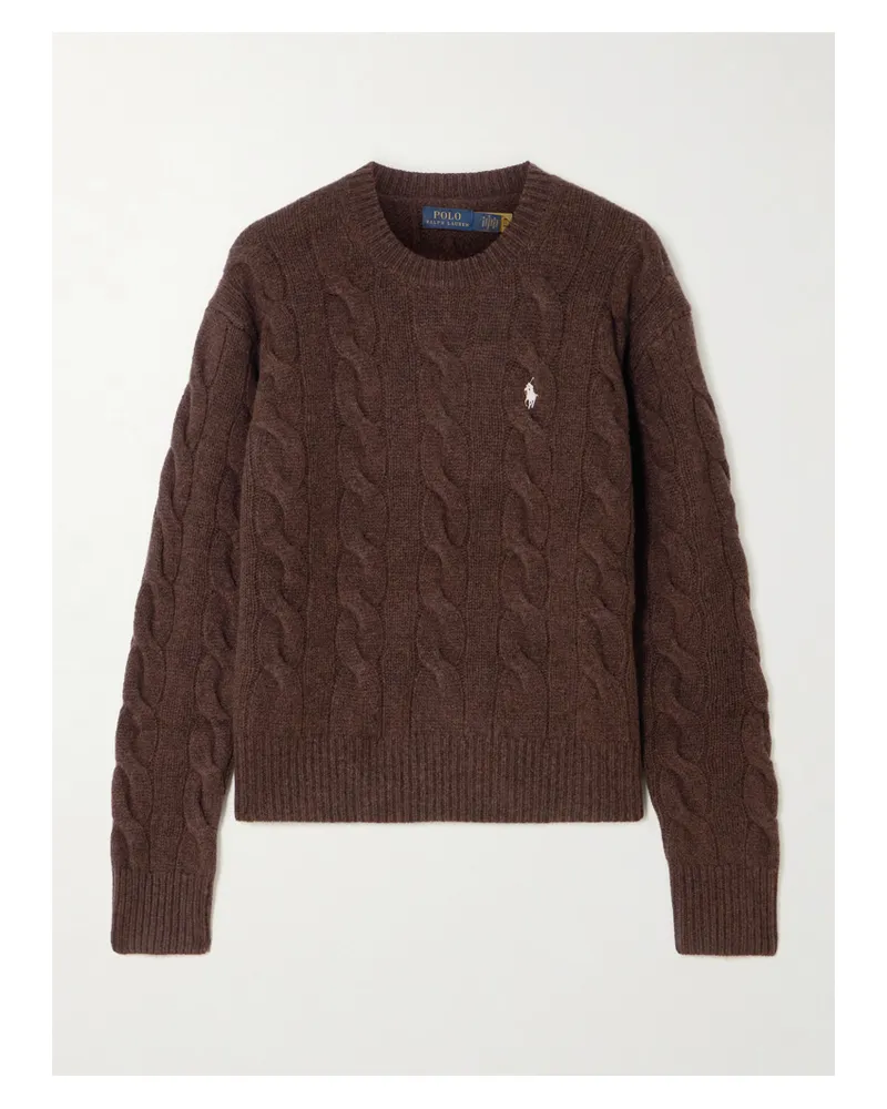 Ralph Lauren Zopfstrickpullover Aus Einer Woll-kaschmirmischung Mit Stickerei - Braun Braun