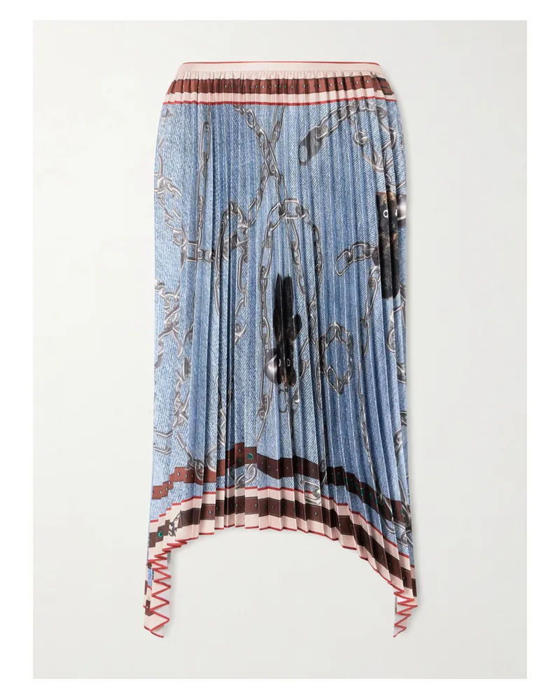 Acne Studios Midirock Aus Bedrucktem Plissiertem Satin - Blau Blau