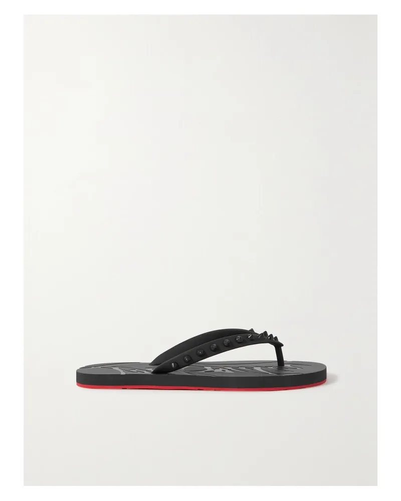 Christian Louboutin Loubi Flip Zehensandalen Aus Gummi Mit Stachelnieten - Schwarz Schwarz