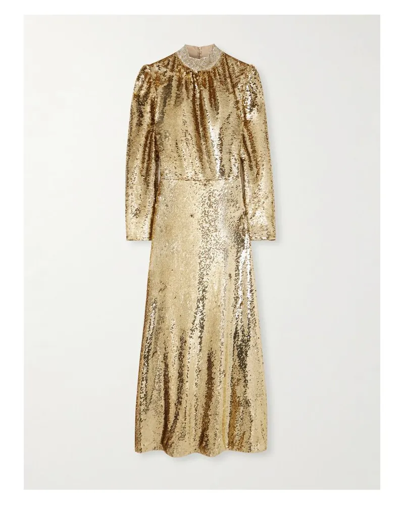 Saloni Jena Midikleid Aus Tüll Mit Seidenbesatz Und Verzierungen - Gold Gold