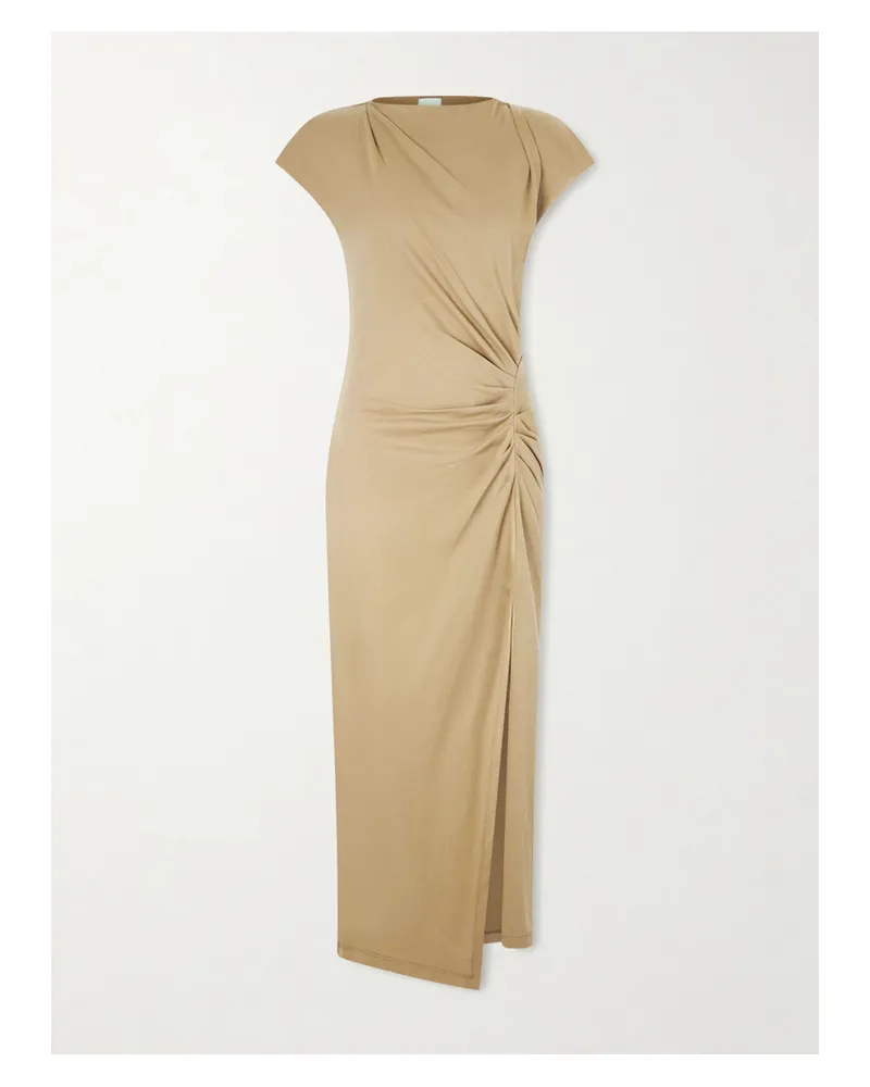 Isabel Marant Nadela Gathered Cotton-jersey Midi Dress - Neutrals Neutrals