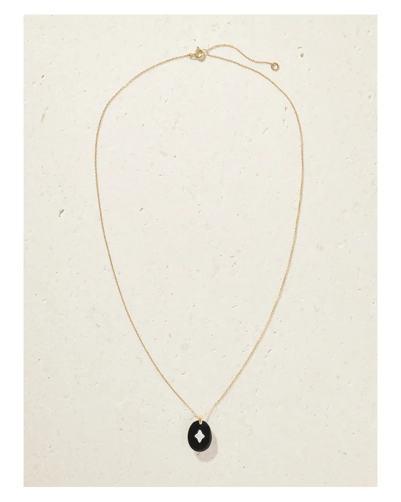 Pascale Monvoisin Gina Kette Aus 9 Karat Gold Mit Harz Und Diamanten - Schwarz Schwarz