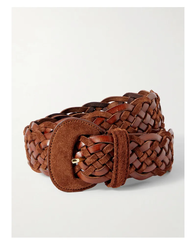Anderson's Leather And Suede Woven Waist Belt - Brown Brown