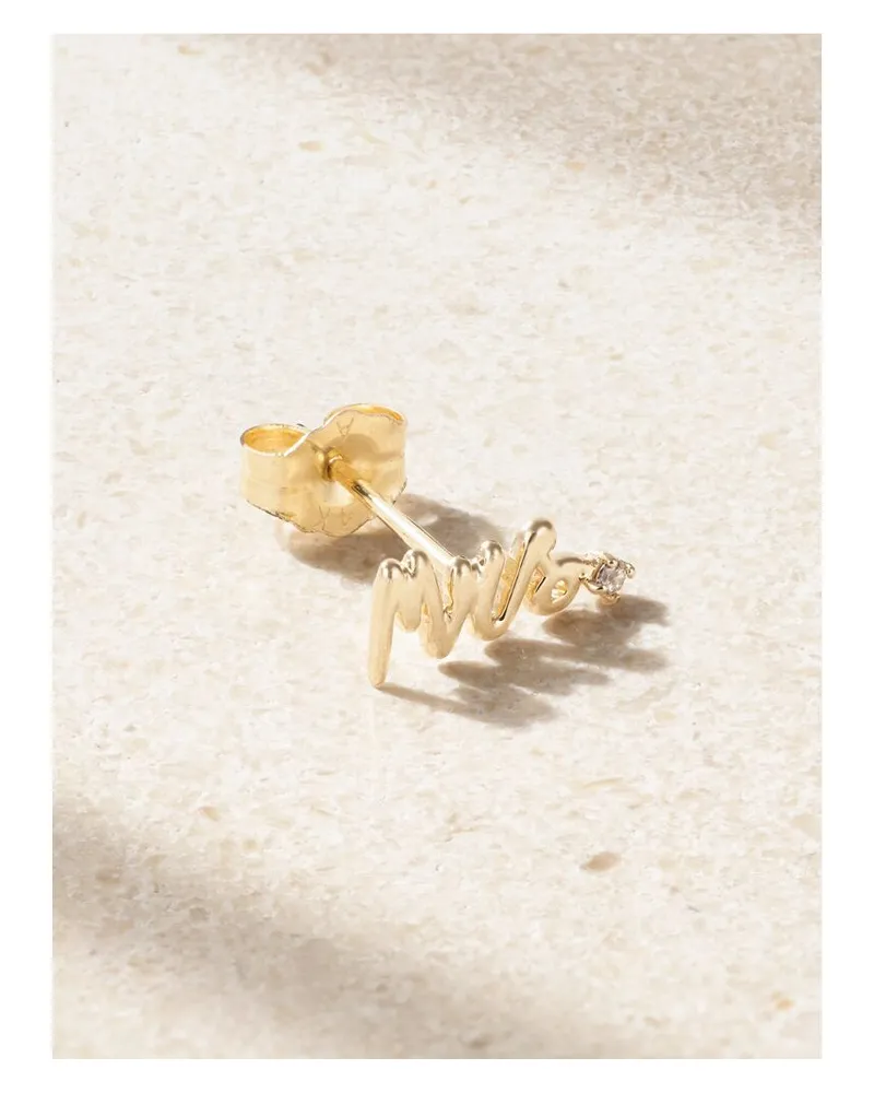 Alison Lou Mrs Einzelner Ohrstecker Aus 14 Karat Gold Mit Diamant Gold