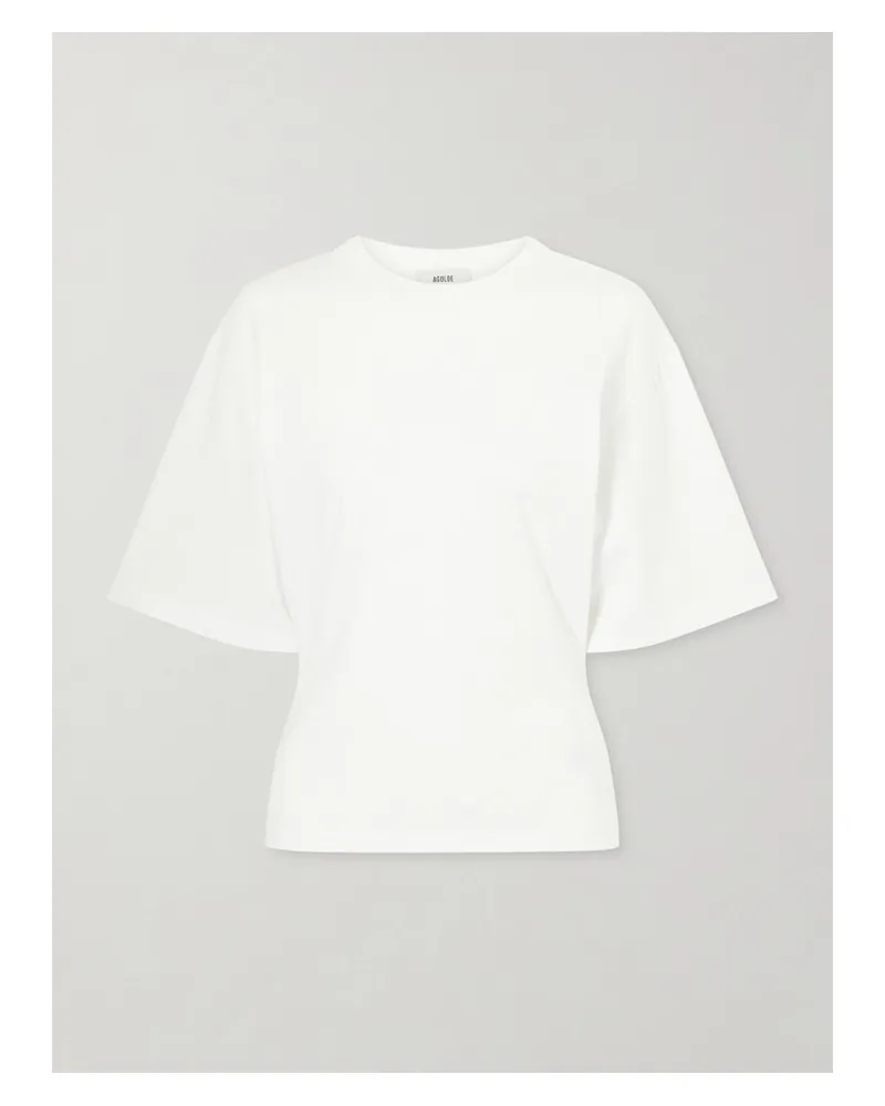 AGOLDE Storey Gathered Cotton-jersey T-shirt - White White