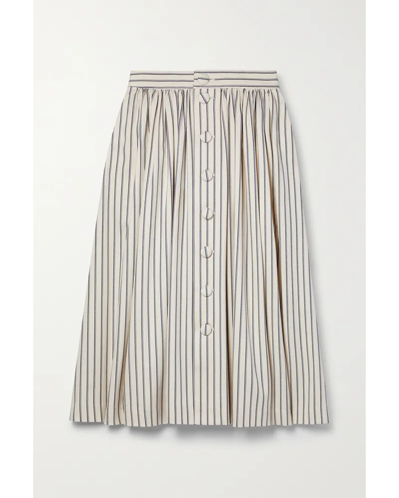 Adam Lippes Midirock Aus Gestreiftem Baumwoll-twill - Blau Blau