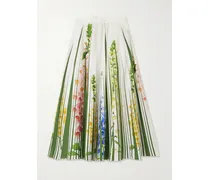 Foxgloves Floral-print Cotton-blend Poplin Midi Skirt - Green