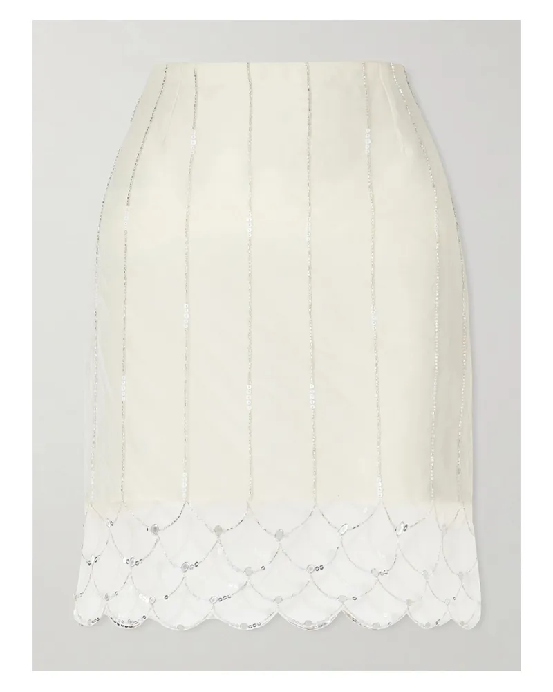 Wales Bonner Triumph Embellished Silk-organza Skirt - Neutrals Neutrals