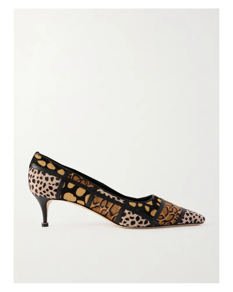 Manolo Blahnik Maren 50 Pumps Aus Kalbshaar Mit Animal-print Und Lederbesätzen In Patchwork-optik Animal-print
