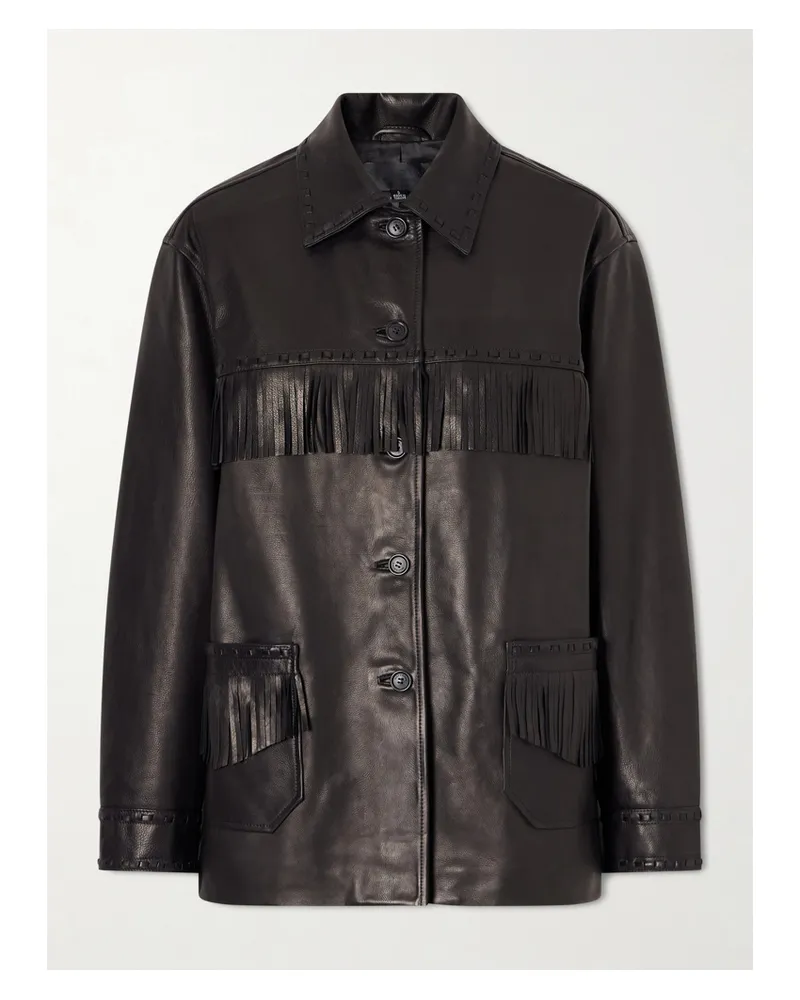Nili Lotan Gus Fringed Leather Jacket - Black Black