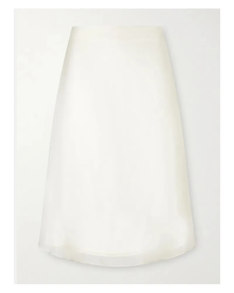 AMI Paris Sheer Silk Midi Skirt - Neutrals Neutrals