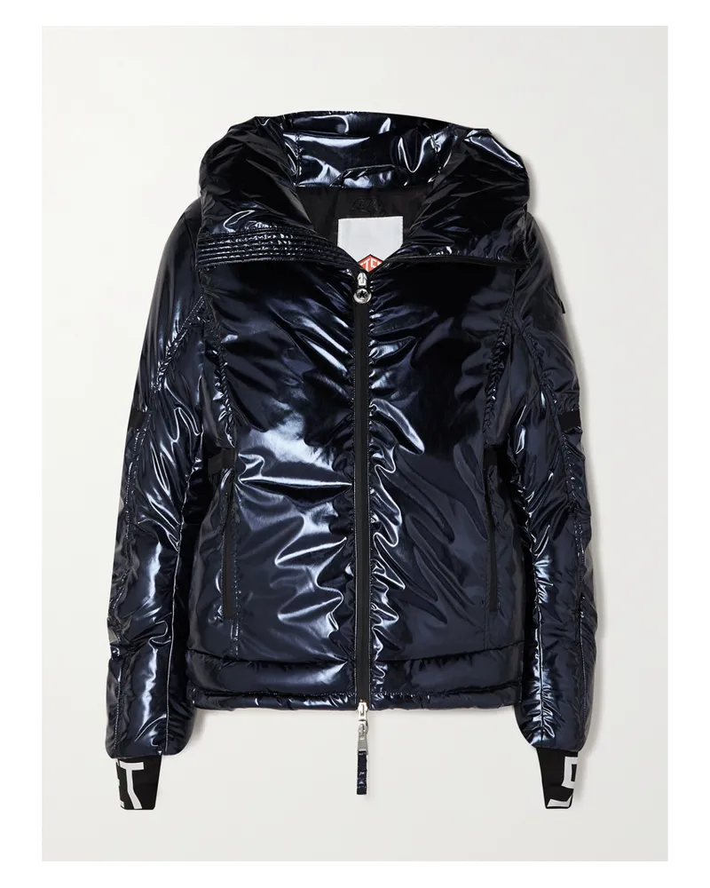 Jet Set Joanna Gesteppte Wattierte Skijacke Aus Shell Mit Kapuze In Metallic-optik - Blau Blau