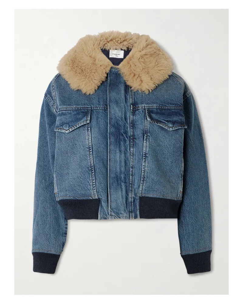 Frame Denim The Aviator Jeansjacke Mit Shearling-besatz - Blau Blau