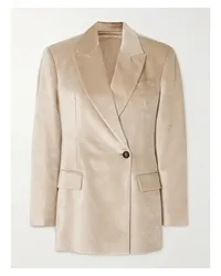 Brunello Cucinelli Asymmetrischer Blazer aus Samt Neutral