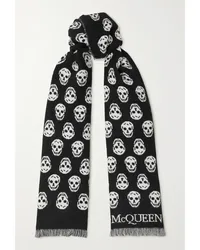 Alexander McQueen Schal aus Woll-jacquard mit Fransen Schwarz