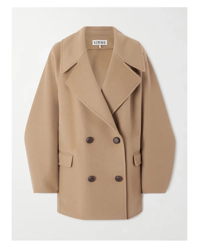 Loewe Double-breasted Wool Coat - Brown Brown