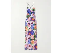 Olive Floral-print Satin-crepe Maxi Dress - Multi