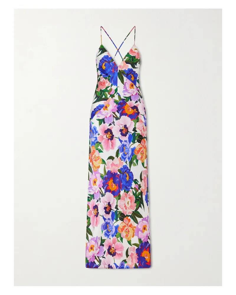 Borgo De Nor Olive Floral-print Satin-crepe Maxi Dress - Multi Multi