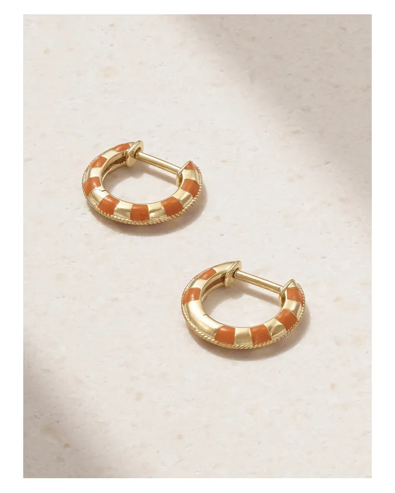 Yvonne Léon 9-karat Gold And Enamel Hoop Earrings - Brown Brown