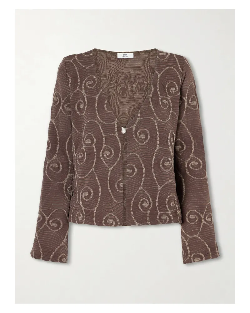 Sara Cristina Arerna Textured Metallic Knitted Blouse - Brown Brown