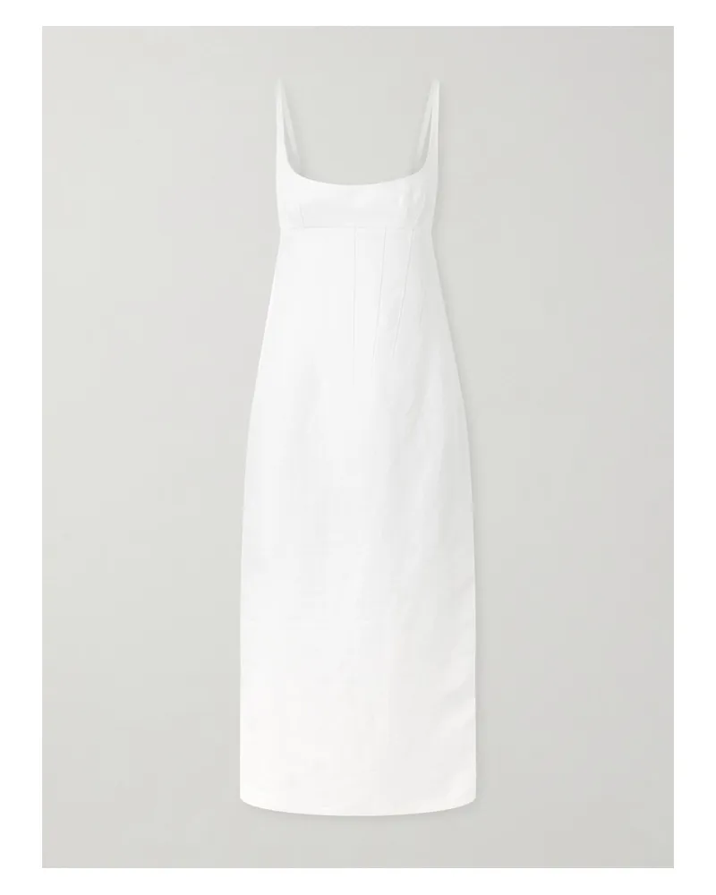 KHAITE Lotte Linen Midi Dress - Cream Cream