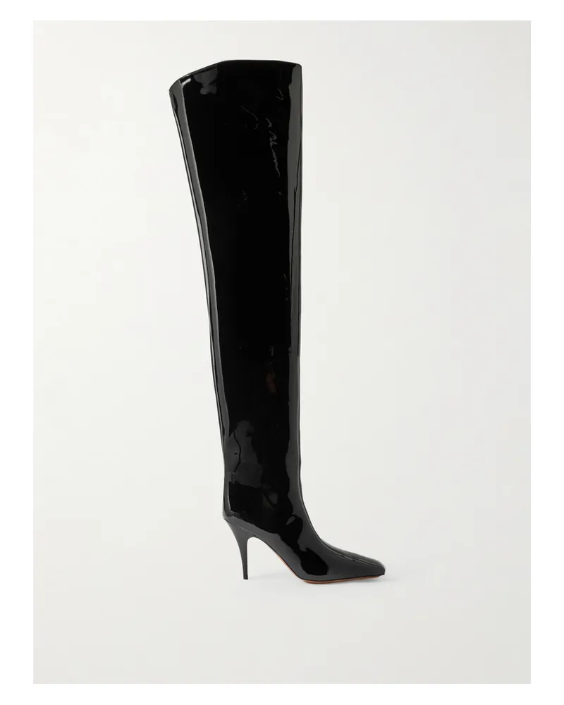 Stella McCartney Glänzende Overknees - Schwarz Schwarz
