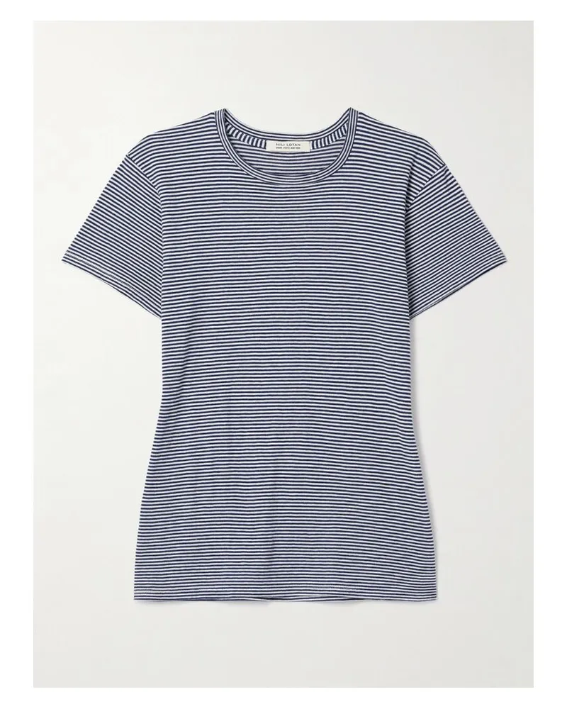 Nili Lotan Lana T-shirt Aus Gestreiftem Baumwoll-jersey - Blau Blau