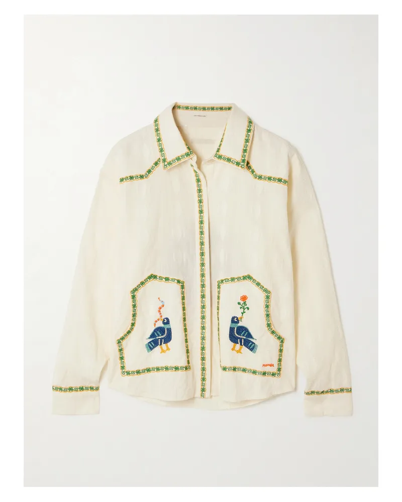 Mother The Peasant Poet Embroidered Cotton-voile Shirt - White White