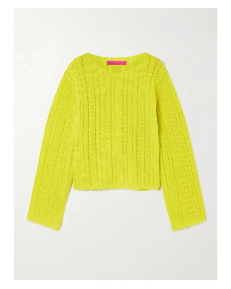 The Elder Statesman Drop Needle Pullover Aus Einer Gerippten Kaschmir-baumwollmischung - Gelb Gelb
