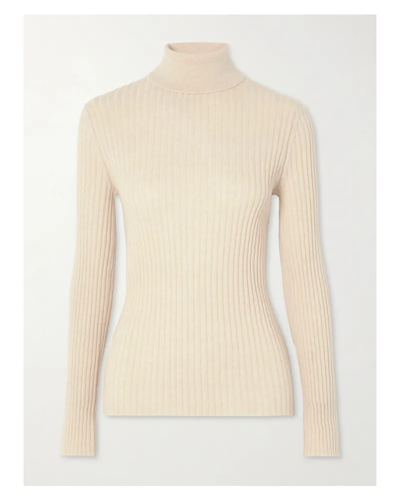 The Elder Statesman Ribbed Cashmere Turtleneck Sweater - Neutrals Neutrals