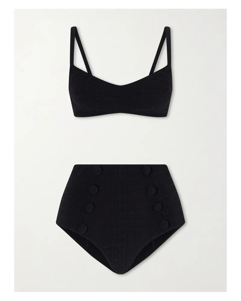 Lisa Marie Fernandez Seersucker Bikini - Black Black