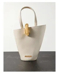 Jacquemus Le Petit Bambola Asymmetrische Tote aus Leder Elfenbein