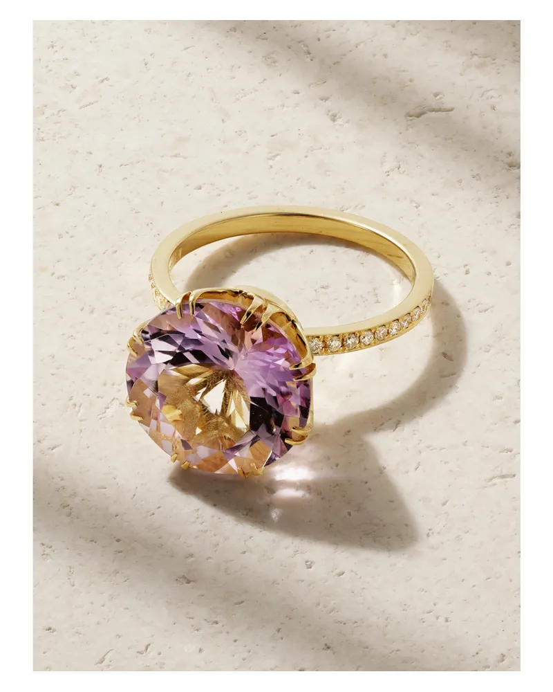 Ileana Makri Solitaire Crown Ring Aus 18 Karat Gold Mit Amethyst Und Diamanten Gold