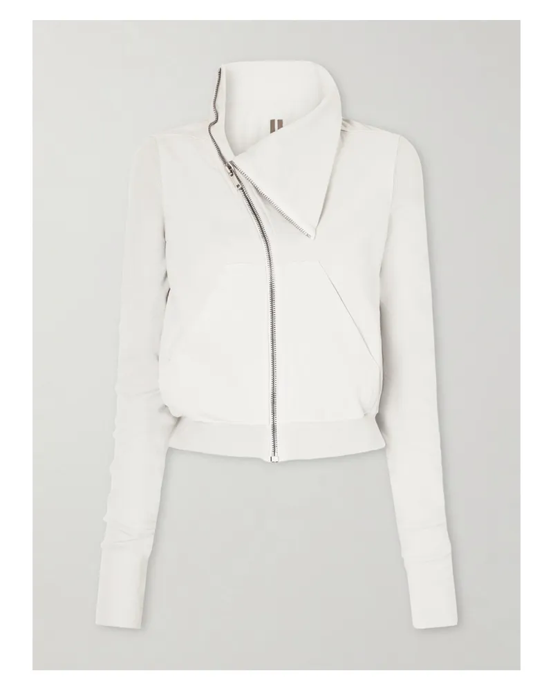 Rick Owens Cropped Organic Cotton-jersey Hoodie - Neutrals Neutrals