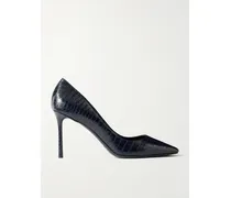 Romy 85 Croc-effect Leather Pumps - Blue