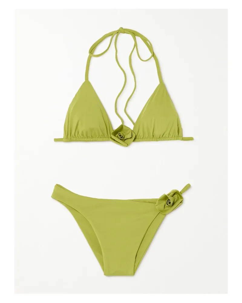 Maygel Coronel Chipi Triangel-bikini Mit Applikationen - Grün Grün